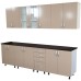 Bucatarie Zebra 260 cm din PAL Cappuccino cu blat termoizolant negru